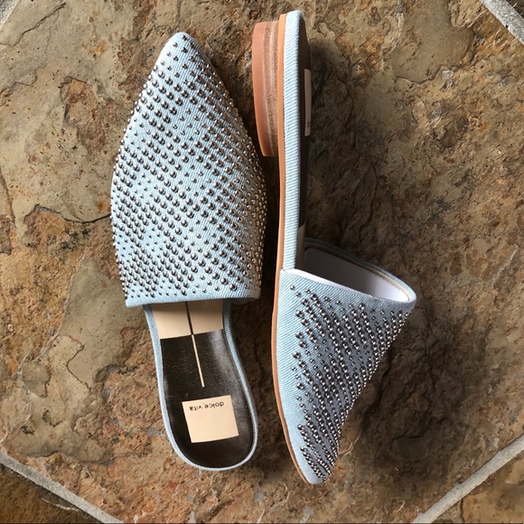 🍃💕NIB Dolce Vita Studded Denim Slide Mules - Picture 5 of 8